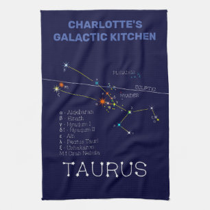 Zodiac Constellation Taurus Tea Towel