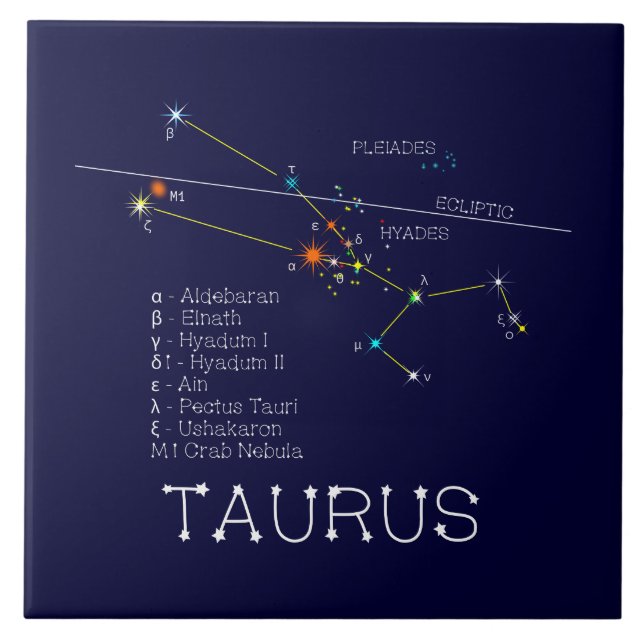 Zodiac Constellation Taurus Tile (Front)
