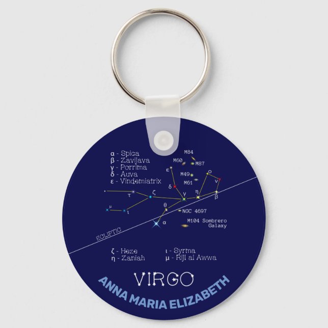 Zodiac Constellation Virgo Key Ring (Front)