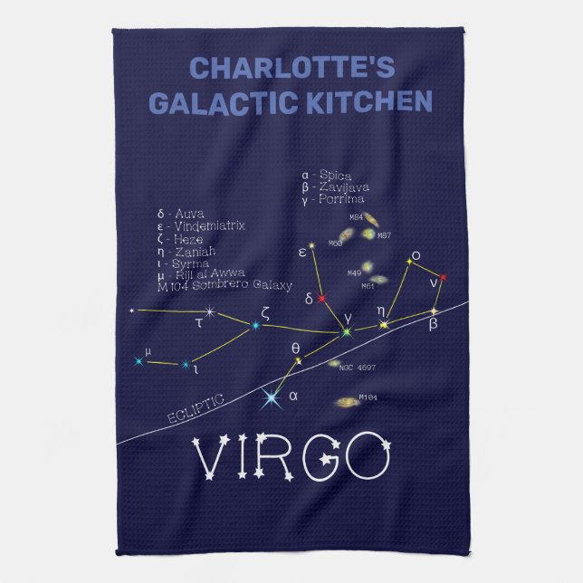 Zodiac Constellation Virgo Kitchen Towel (Vertical)