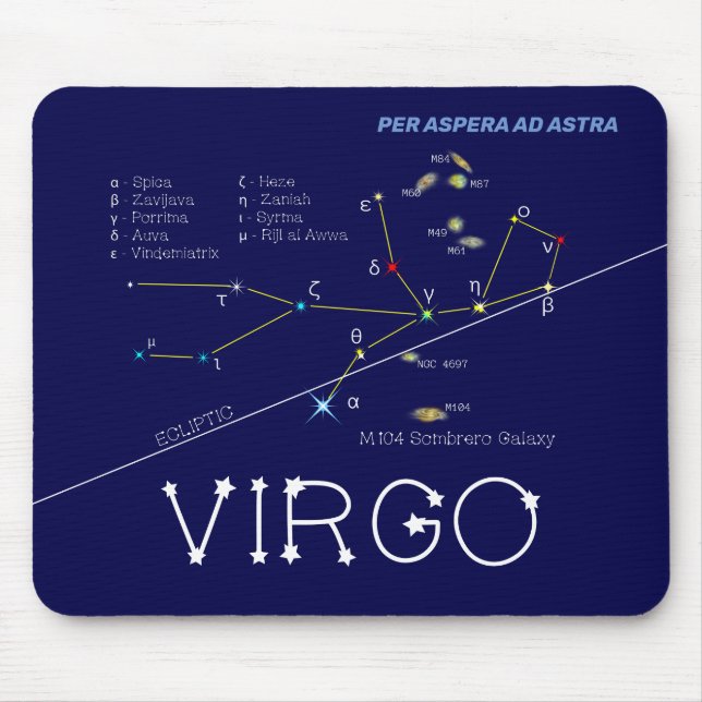 Zodiac Constellation Virgo Mouse Mat (Front)