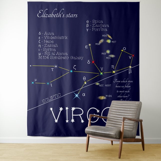 Zodiac Constellation Virgo Tapestry (In Situ)