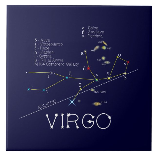 Zodiac Constellation Virgo Tile (Front)