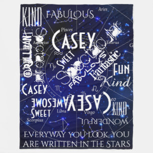 Zodiac Constellations Personalise Name and Words Fleece Blanket
