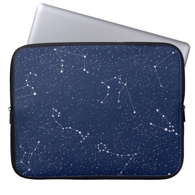 Zodiac Constellations with a Dark Blue Starry Sky Laptop Sleeve (Front)