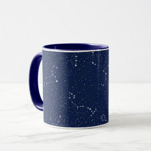 Zodiac Constellations with a Dark Blue Starry Sky Mug