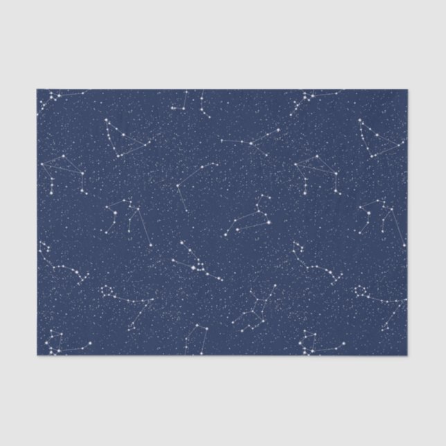 Zodiac Constellations with a Dark Blue Starry Sky Tissue Paper (Front)