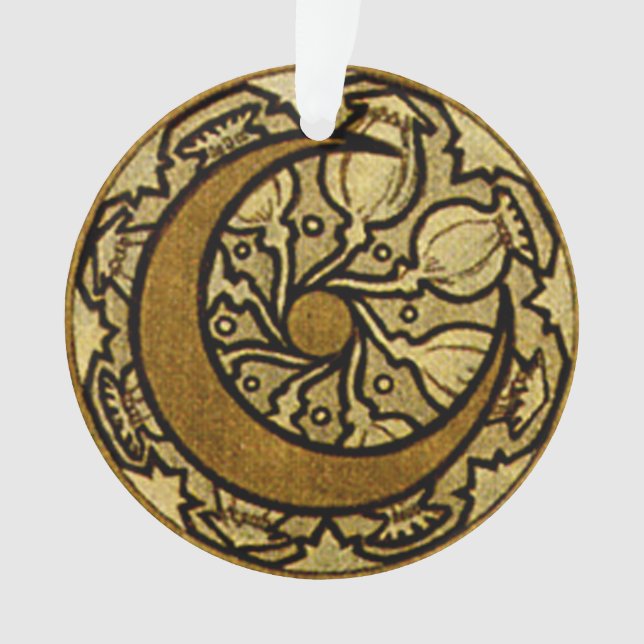 Zodiac Crescent Moon Mucha  Ornament (Front)