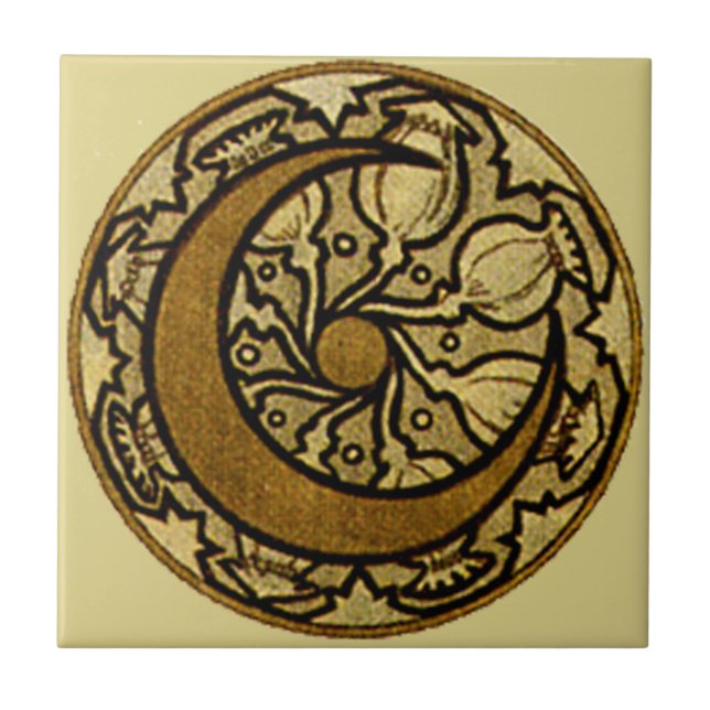 Zodiac Crescent Moon Mucha  Tile (Front)