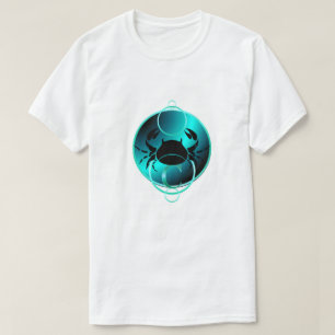 Zodiac Design Metallic Blue Cancer T-Shirt