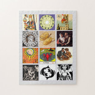 Zodiac Fortune Teller Tarot Card Art Collage  Jigsaw Puzzle
