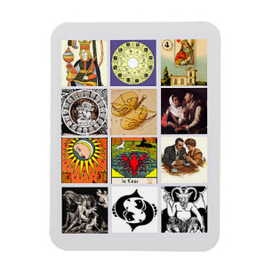 Zodiac Fortune Teller Tarot Card Art Collage Magnet