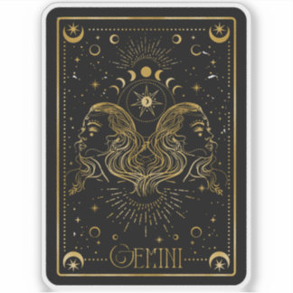 Zodiac Gemini Astrological Black & Gold Sticker