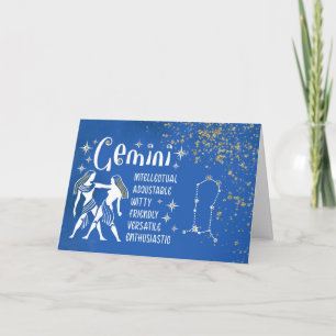 Zodiac Gemini Birthdays With Sign Constellation Card