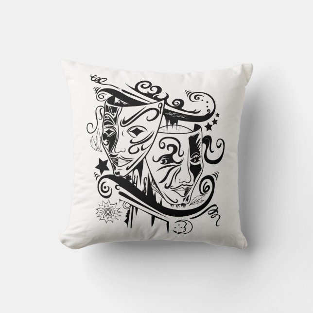 Zodiac - Gemini -  Black & White Cushion (Front)