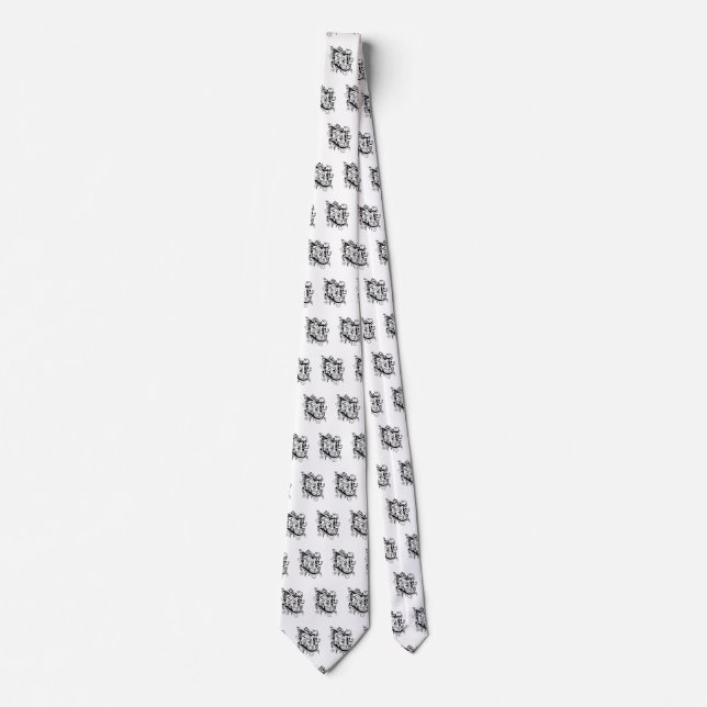 Zodiac - Gemini -  Black & White   Tie (Front)