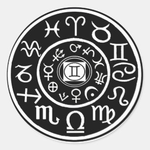 Zodiac - Gemini Constellation & Planetary Design Classic Round Sticker