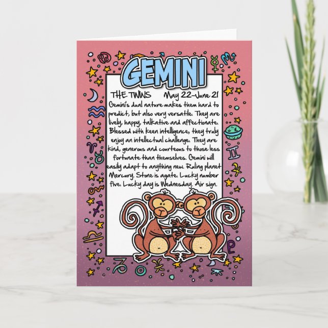 Zodiac - Gemini Fun Facts Card (Front)
