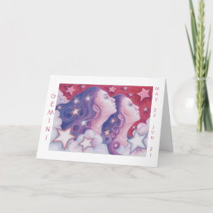 Zodiac Gemini 'Happy Birthday' white border Card