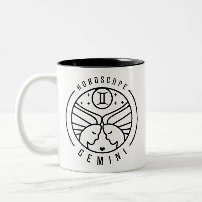 Zodiac GEMINI Horoscope Design Two-Tone Coffee Mug (Left)