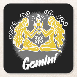 Zodiac Gemini Square Paper Coaster