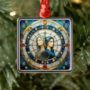 Zodiac - Gemini The Twins Metal Tree Decoration