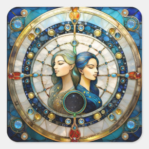 Zodiac - Gemini The Twins Square Sticker