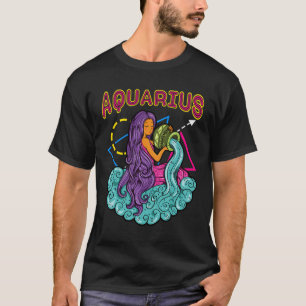 Zodiac Gift Of Retro Mermaid Art For Aquarius Girl T-Shirt