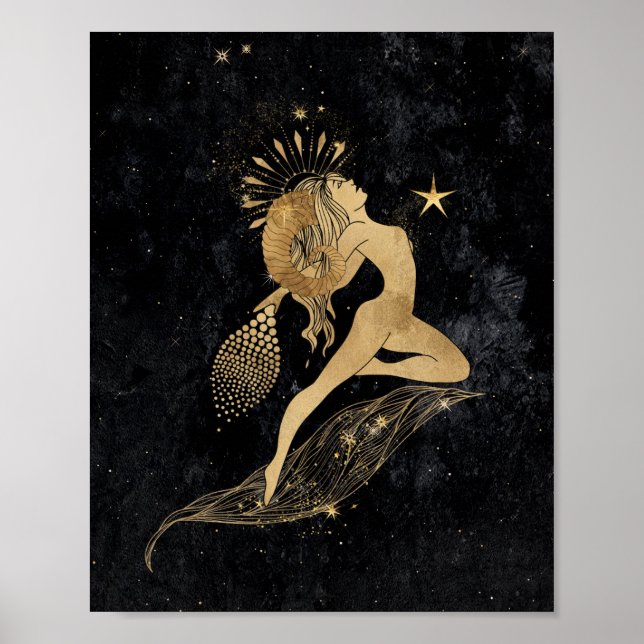 Zodiac Goddess | Cosmic Gold Aries Astrology Poster (Front)