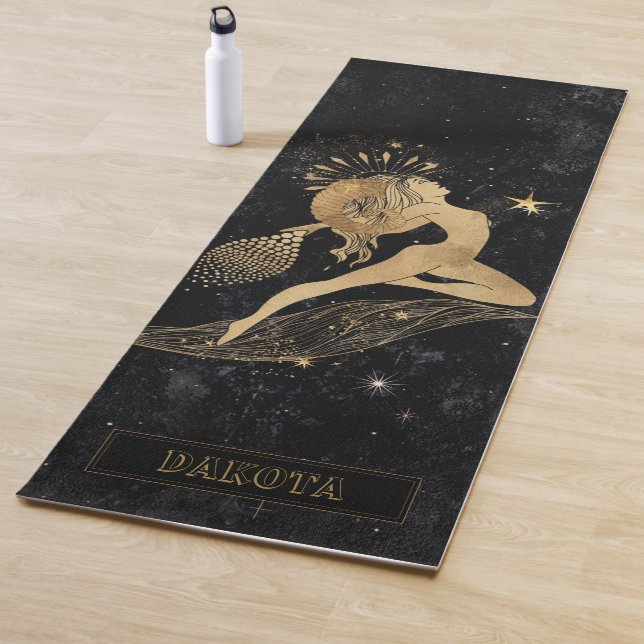 Zodiac Goddess | Cosmic Gold Aries Astrology Yoga Mat (In Situ)