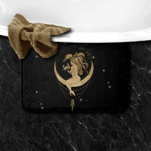 Zodiac Goddess   Cosmic Gold Cancer Astrology Bath Mat