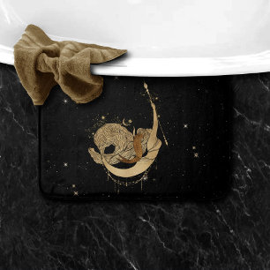 Zodiac Goddess   Cosmic Gold Capricorn Astrology Bath Mat
