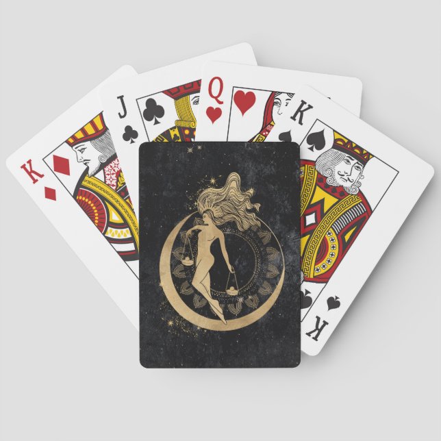 Zodiac Goddess | Cosmic Gold Libra Astrology Playing Cards (Back)
