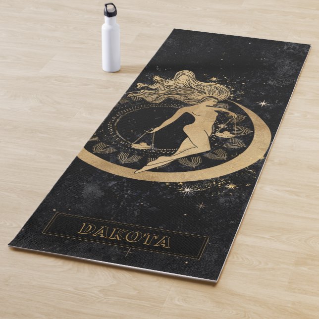 Zodiac Goddess | Cosmic Gold Libra Astrology Yoga Mat (In Situ)