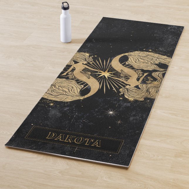 Zodiac Goddess | Cosmic Gold Pisces Astrology Yoga Mat (In Situ)