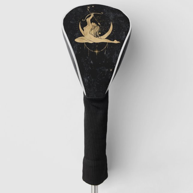 Zodiac Goddess | Cosmic Gold Sagittarius Astrology Golf Head Cover (Front)