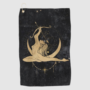 Zodiac Goddess Cosmic Gold Sagittarius Astrology Golf Towel
