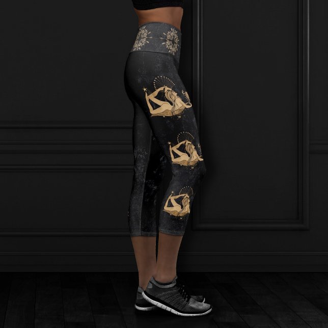 Zodiac Goddess | Cosmic Gold Scorpio Astrology Capri Leggings (Creator Uploaded)
