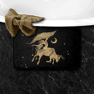 Zodiac Goddess   Cosmic Gold Taurus Astrology Bath Mat