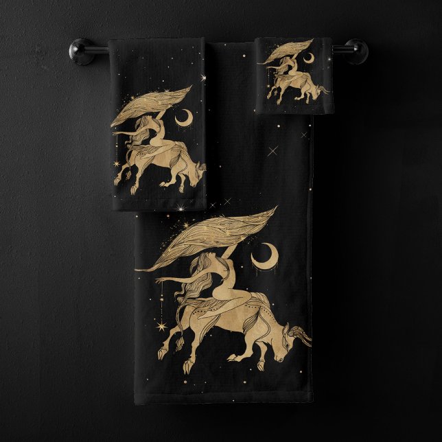 Zodiac Goddess | Cosmic Gold Taurus Astrology Bath Towel Set (Creator Uploaded)