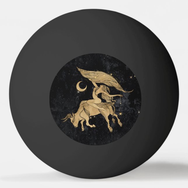 Zodiac Goddess | Cosmic Gold Taurus Astrology Ping Pong Ball (Front)