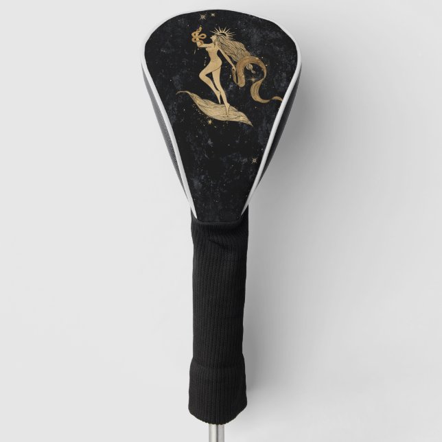 Zodiac Goddess | Cosmic Gold Virgo Astrology Golf Head Cover (Front)