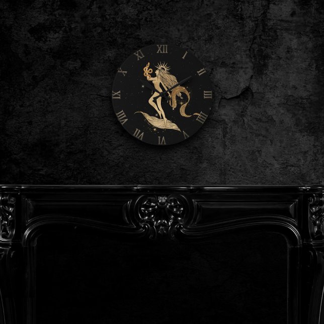 Zodiac Goddess | Cosmic Gold Virgo Astrology Round Clock (Creator Uploaded)