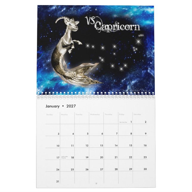 Zodiac Graphic Calendar (Jan 2027)