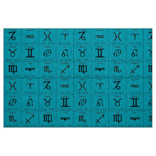 zodiac horoscope aqua blue fabric