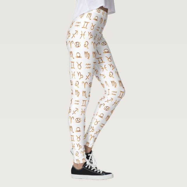 Zodiac Horoscope & Astrology Signs Gold Symbols Leggings (Right)