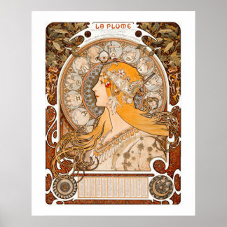 Zodiac La Plume by Alphonse Maria Mucha Poster