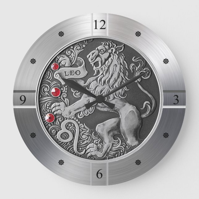 Zodiac ~ Leo ~ Celestial ~ Western Astrology ~  Large Clock (Front)