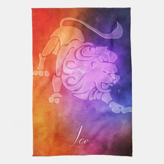 Zodiac : Leo Colourful Candy Colours Tea Towel (Vertical)