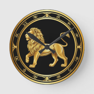 Zodiac Leo Emblem Round Clock